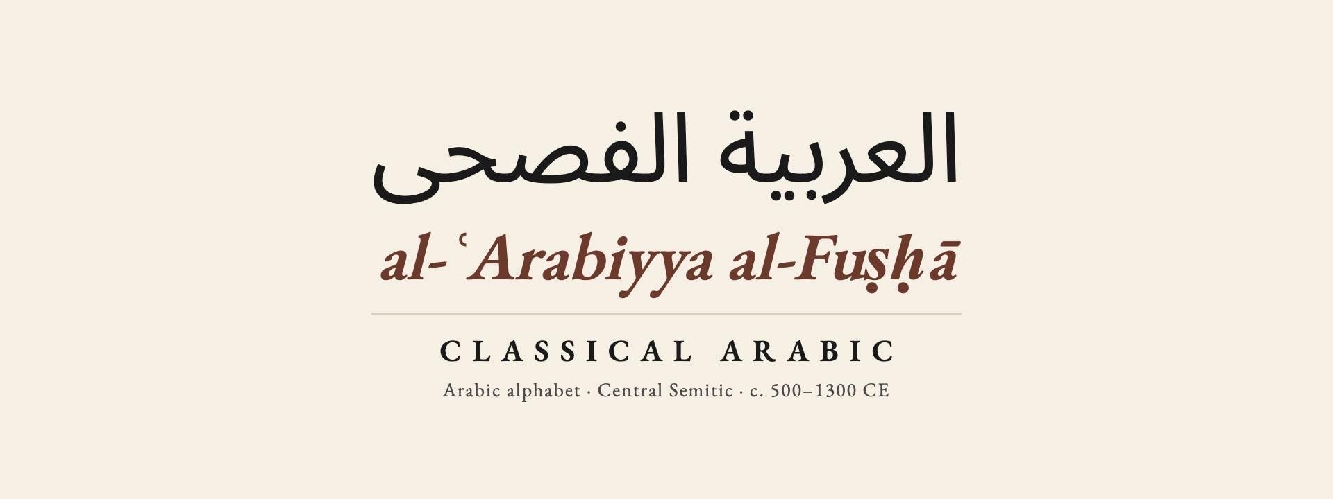 Classical Arabic endonym card